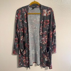Bydesign // gray floral sparkly cardigan